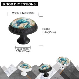 Elohiym 6 Pack Silver Drawer Pulls, Blue Sea Turtle Nautical Map Cabinet Knobs Crystal Glass Dresser Knobs for Kitchen Bathroom Hardware