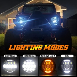 BESURE 7 inch LED Headlights Compatible with Jeep Wrangler JK JKU TJ LJ 1997-2018 with DOT Approved Hi/Lo Beam Turn Signal, DOT Approved ，Plug and Play, IP67 Waterproof (Silver Pair)