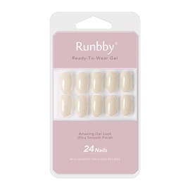 Runbby Color Press-On Nails, Color Short Coffin Nails Reusable False Nails in 10 Sizes, 24 Nail Kit with Glue (Light Yellow)