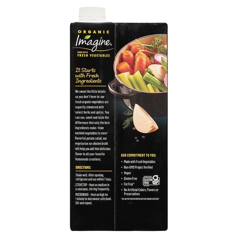 Imagine Organic Vegetarian No-Chicken Broth, 32 fl oz (Pack of