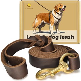 WERCHNPET Leather Dog Leash 6ft, Hheavy Duty, Soft and Strong for Large, Medium, Small Dogs - Premium Leather Leash for Dogs