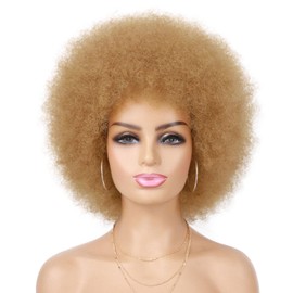 G&T Wig 70s Afro Wigs for Black Women, Blonde Afro Puff Wigs Bouncy and Soft Natural Looking for Daily Party Cosplay Costume(Blonde)