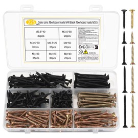 225 Pcs M3.5 M4 Screws for Wood Screws Assortment, Assorted Self Tapping Wood Screws Set, Cross Countersunk Flat Head Screws, Self Drilling Drywall Screws for Wood, Chipboard, Masonry, Door Hinges