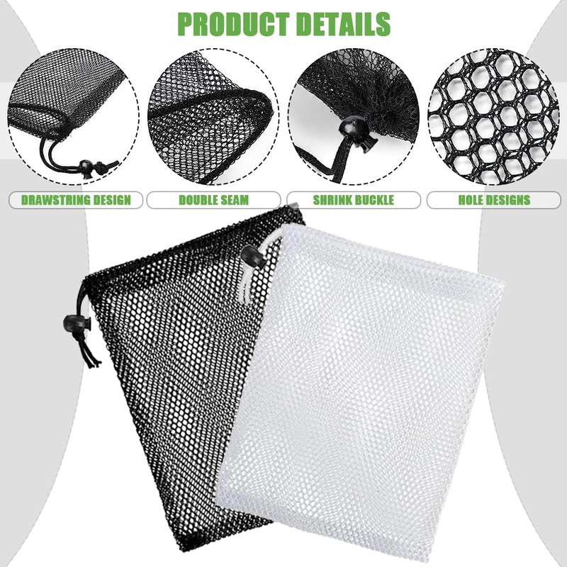 TRKETK 6 Pcs Mesh Drawstring Bags, Polyester Small Net Mesh