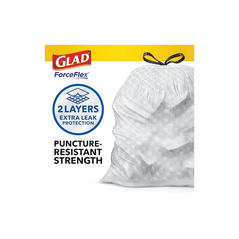 Glad Trash Bags, ForceFlex Tall Kitchen Drawstring Garbage Bags, 13