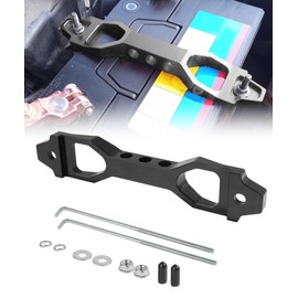 UBOG Battery Tie Down,Battery Hold Down Kit,Car Accessories Battery Bracket,Car Battery Hold Down,Aluminium Alloy Battery Tie Down Bracket with Galvanized Iron J Bolts,Fit Most Vehicles (Black)