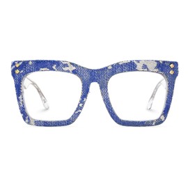 Zeelool Acetate Square Glasses with Non-prescription Clear Lens for Women Porsha ZJGA684057-01 Blue