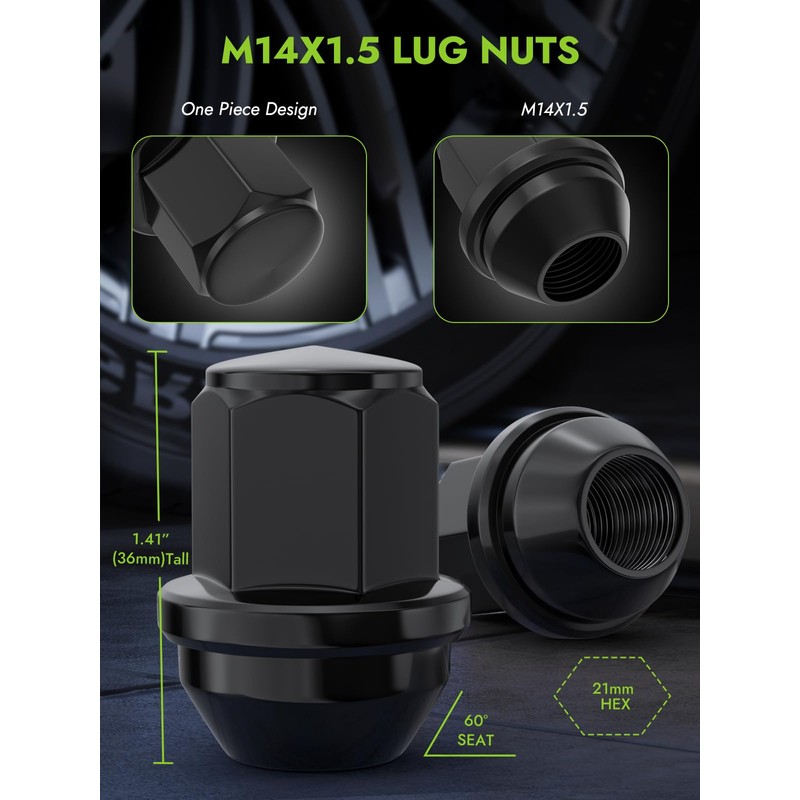 AUTOPTIM M14x1.5 OEM Lug Nuts - Replacement for Ford Mustang