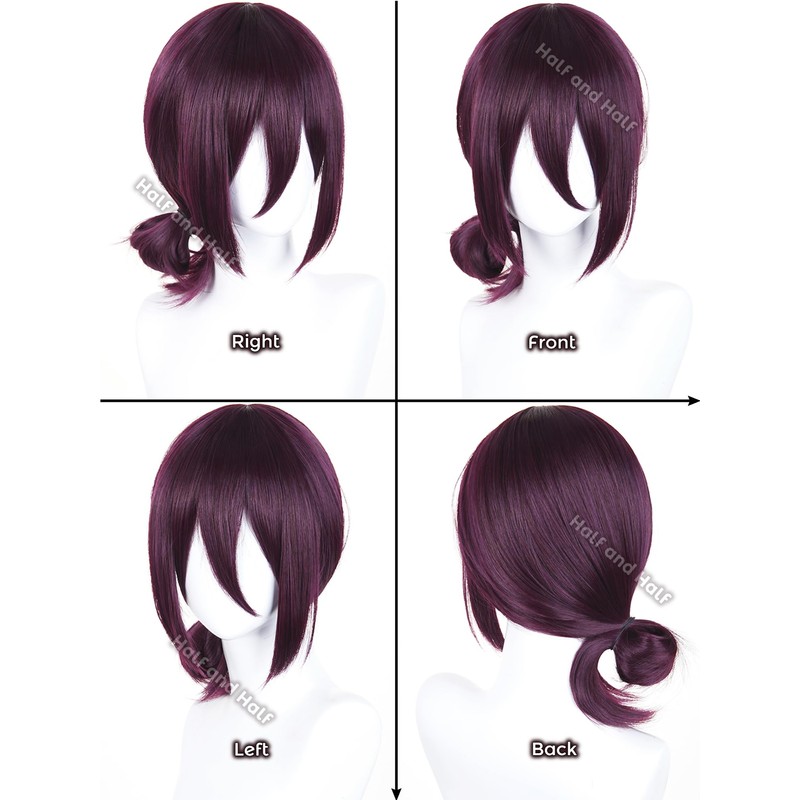 Reze Cosplay Wig Short Dark Purple Anime Cosplay Wigs with