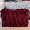 Furry Square Pouf Ottoman Foot Rest, Redwine, 20"x14"