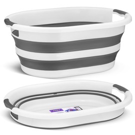 Superio Collapsible Laundry Basket Holder 4-Pack, Clothing Storage, Picnic Collapsible Bin, 50 L Laundry Tub Space-Saving Laundry Accessories, Grey Plastic Laundry Basket