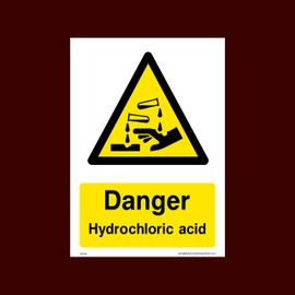 Danger Hydrochloric Acid Plastic Sign with double sided fixing tape (WCD46) - Danger, Acid, Corrosive, Hazardous, Chemicals, Harmful, Oxygen, Irritant