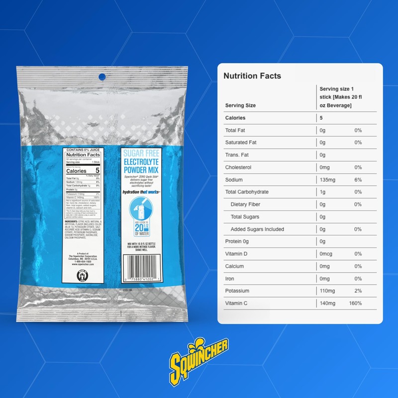 Sqwincher Zero Qwik Stik, Mixed Berry, Sugar Free, Low Calorie,