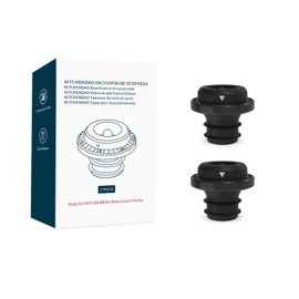 KITCHENDAO Wine Saver Vacuum Stoppers for Wine Bottles,Keep Wine Fresh for Up to a Week with Airtight Seal,Suitable for KITCHENDAO Wine Saver Pump,Set of 2 (Black)