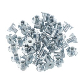 PATIKIL M5 T-Nuts, 60 Pcs Zinc Plated Steel 4-Pronged Tee Blind Nut 12 mm Length Four-jaw t Nuts Threaded Inserts Hardware for Wood Furniture Cabinetry Rock Climbing Holds