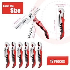 cssopenss 12 Pieces wine key wine opener Professional Waiter Corkscrews Stainless bottle opener Fold Serrated Foil Cutter Key for Family, Company Party,Bars,Restaurants(red)