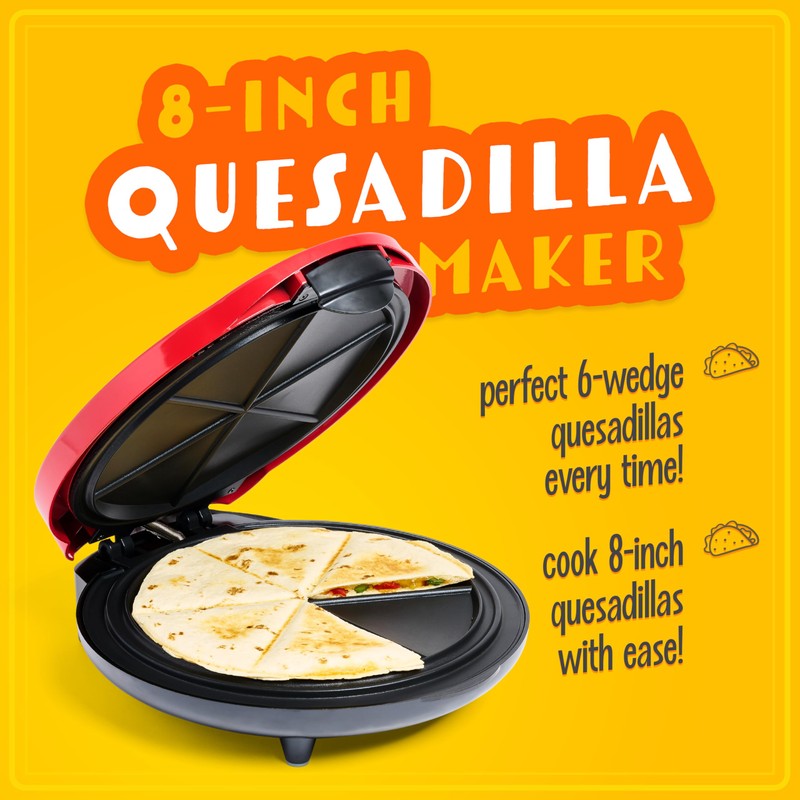 Taco Tuesday Deluxe 8-Inch 6-Wedge Electric Quesadilla Maker with Extra