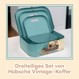 Jewelkeeper Paperboard Suitcases, Set of 3 - Nesting Storage Gift Boxes for Birthday Wedding Christmas Nursery Office Decoration Displays Toys Photos - Gray Stars Design