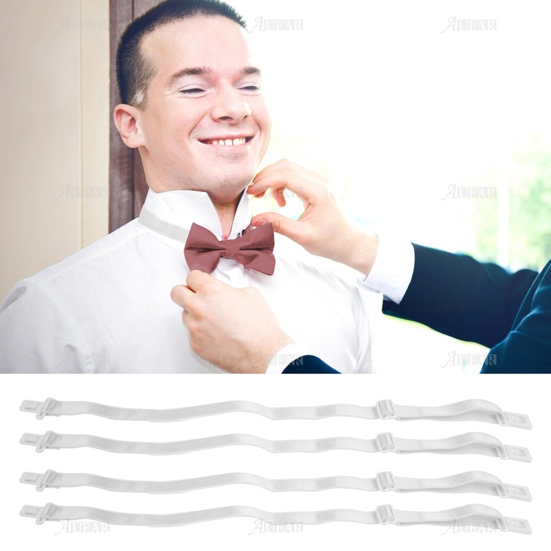 AUEAR, 10 Pack White Adjustable Bow Tie Strap with Clip