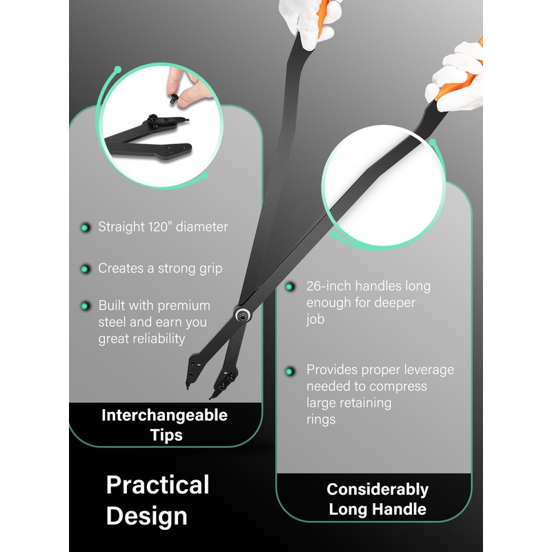 1489 26inch Internal Retaining Ring Pliers with Interchangeable Tips Fit