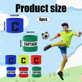 YenMzx Captains Armband, 6 Pack Kids Captain Armband Football, Velcro Adjustable Multicolour Elastic Sports Arm Bands for Multi-Sports Events, Team Identification Clubs Teams Activities