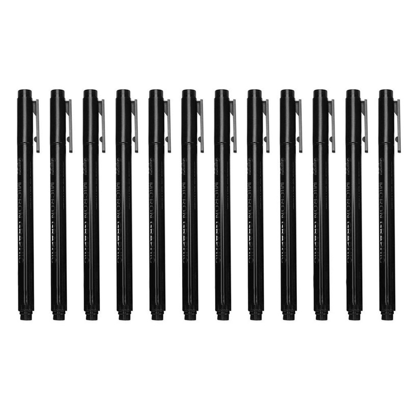 12pcs Micron Liner Fine Tip Marker Pen Black Ink Waterproof