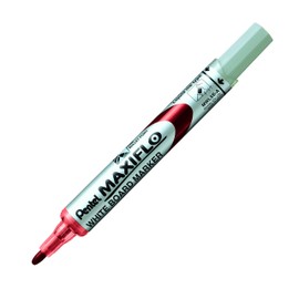 Pentel Maxiflo Whiteboard Marker, Fine bullet point, Red ink, (Pack of 12),MWL5S-B