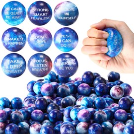100 Pcs Galaxy Mini Stress Balls Bulk 2 Inches Foam Relief Stress Balls Squeeze Anxiety Fidget Sensory Toys for Outer Space Earth Party Favors Class Reward Carnival Gift