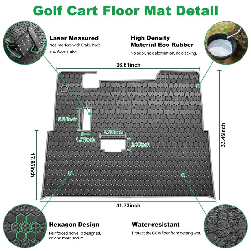 EZGO TXT Golf Cart Floor Mat, Upgraded Full Coverage Liner
