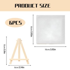 6 Pack Mini Canvas and Easel, Minis Easels and Canvass Set, Wooden Mini Easels with Art Canvas, for Drawing, Table Top Arts and Crafts