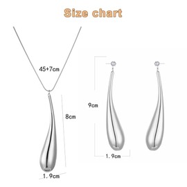 FDEETY Jewellery Set for Women Bridal Tear Drop Necklace Earrings Set Prom Wedding Jewellery Set Party Jewellery Set Wedding Bridesmaid Fashion Jewellery, Alloy Steel
