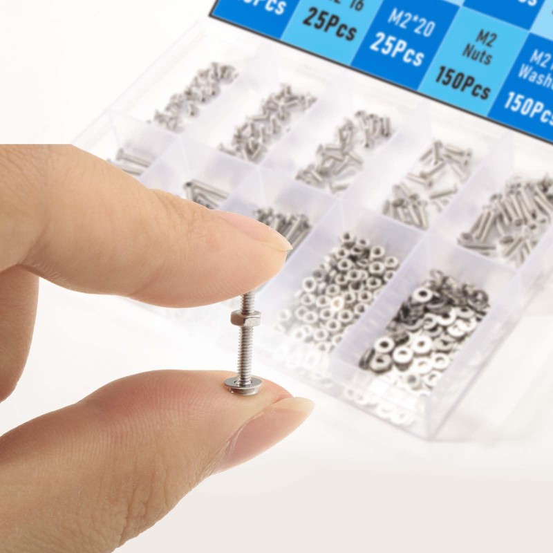 Zmbroll 500Pcs M2 x 4/5/6/8/10/12/16/20mm Countersunk Head Socket Cap Screws