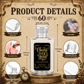50 Sets 60th Party Favors Empty Hand Sanitizer Bottles