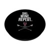 Ski Wine Repeat - Red Wine Glass & Ski Poles