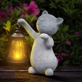 RICHIE - Estatuas de regalo para mujer para decoración de jardín, estatuas solares para gatos exteriores decoración exterior para patio, decoración de césped, porche, patio, balcón, azada, casa,