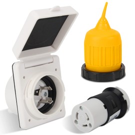 Afurkuot 30 Amp Shore Power Inlet Plug, NEMA L5-30R Female Twist Lock Connector RV Power Receptacle & Outlet Socket with Waterproof Boot Kit, 30 Amp RV 125V Receptacle for RV Trailer Camper Yacht