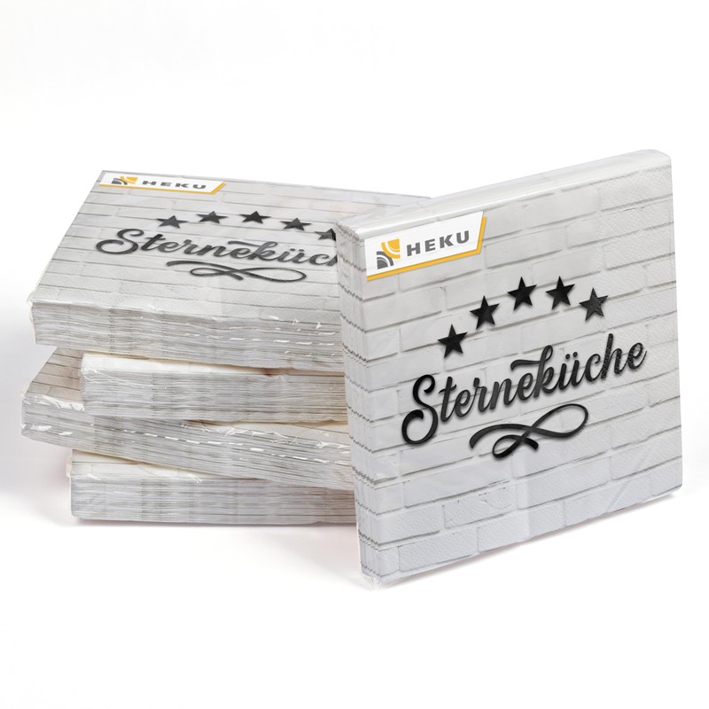HEKU 100 napkins, 3-ply, 33 x 33 cm, star kitchen,