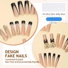 GlamRays Long Press On Nails Black French False Nails Tip