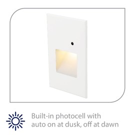 WAC Landscape Lighting, LEDme 120V LED Vertical Indoor and Outdoor Step and Wall Light with Daylight Photocell Sensor 2700K Built-in LED in White