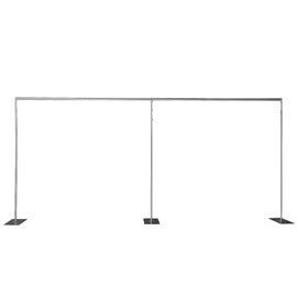 MARTEXBUY 10x20ft Backdrop Stand Pipe Kit, Heavy Duty Adjustable Curtain Frame Professional Background Support Telescopic Wall Shelf Photo Stand Kits for Wedding Party Celebration Photography,Silver