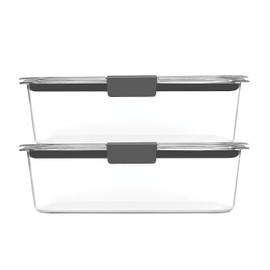 Rubbermaid Brilliance BPA-Free Food Storage Containers with Lids, Airtight Clear Set of 2 (9.6 Cup), Ideal for Lunch, Meal Prep, and Leftovers