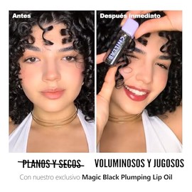 Chillab Magic Black Plumping Lip Oil Aceite Labial Negro Mágico con Brillo – Bálsamo Voluminizador con Peptidos y Aceite de Jojoba, Hidratante con Efecto Personalizado de Color pH