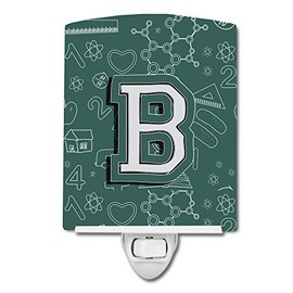 Caroline's Treasures CJ2010-BCNL Letter B Back to School Initial Ceramic Night Light Compact, UL-Certified, Ideal for Bedroom, Bathroom, Nursery, Hallway, Kitchen, 6x4x3, Multicolor