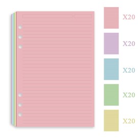 (3 Pack) A5 Filler Paper, 6 Hole Notebook Refills Paper for 6 Ring Refillable Binder, 110 Gsm 5-Color Loose Leaf Planner Refill Paper, 300 Sheets/600 Pages, 5.7x8.3 Inch