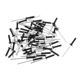 Partuto 50 Pcs Dome Head Large Flange Blind Rivets Aluminum Black Silver Tone 3mm Grip Diameter 16mm Grip Length 6.3mm Flange Diameter