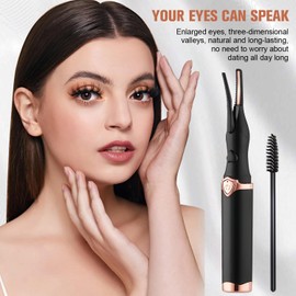 Heated Eyelash Curler, 2 in 1 Clip-Type Design, USB Rechargeable Electric Eyelash Curler, 3 Heat Modes, Natural Curling 24 Hours Long Lasting, Beauty Tools for Women (Black)