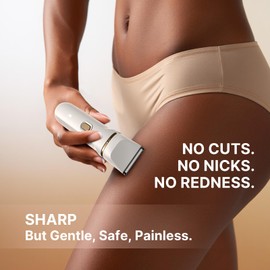 Bikini Trimmer for Women Painless, IPX7 Waterproof Rechargeable Electric Shaver Razors for Women, Pubic Hair Trimmer, Facial Hair Removal Cordless Ceramic Blade, Charge Dock, Gifts