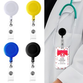 4pcs Retractable Badge Holder, Nurse Retractable Badge Reels, Colorful Retractable Keychain Keyring Retractable Lanyard Reel Clips for Key Ring ID Card Badge Holder