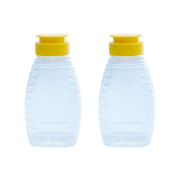 ZAYOIZY 2pcs Empty Honey Jars Squeeze Bottles Plastic Honey Dispenser