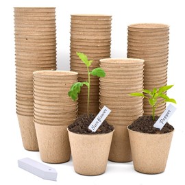 INCIKITI INCIKITI Biodegradable Peat Pots for Seedling - 120 Pack 3.15 inch Biodegradable Plant Seed Starters Kits with 30 Plant Labels, Garden Germination Nursery Pots for Flower Vegetable Seed Germination